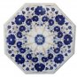 Size 18"x18" Marble Coffee Table Top Lapis Stone Mosaic Floral Art Decor