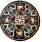 24" Black Marble Design Inlaid Coffee Table Top Handmade Mosaic Home Decor Art