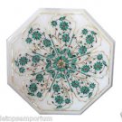 Size 15"x15" Marble Handmade Side Table Top Pietra Dura Malachite Decor Arts