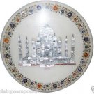 18" White Marble Coffee Table Top Mosaic Tajmahal Marquetry Inlay Art Patio Deco