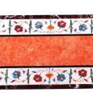 Size 2.5'x5' Marble Dining Table Top Rare Marquetry Orange Stone Inlay Home Deco