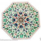 Size 24"x24" Marble Coffee Table Top Malachite Gems Mosaic Inlay Home Decorative