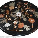 Size 24"x24" Italian Marble Coffee Side Table Top Inlay Marquetry Mosaic Decor