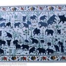 Size 2.5'x5' Marble Dining Table Top Lapis Stone Elephant Inlay Mosaic Decor Art