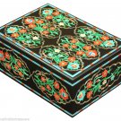5"x 4" Black Marble Belgium Box Malachite Inlay Collectible Art Gifts For Friend 5"x 4" Black Marble Belgium Box Malachite Inlay Collectible Art Gifts For Friend