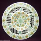White Marble Serving Dish Plate Rare Hakik Mosaic Inlay Table Decor Filigree Art