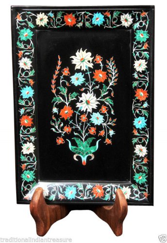 8"x 6" Marble Belgium Tray Multi Floral Design Inlay Collectible Pietradure Arts