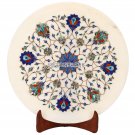 14'' White Marble Plate Pauashell Pietradura Gemstone Inlay Kitchen Arts Decor 14'' White Marble Plate Pauashell Pietradura Gemstone Inlay Kitchen Arts Decor