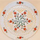 15" White Marble Serving Plate Hakik Floral Work Inlay Mosaic Lattice Arts Decor