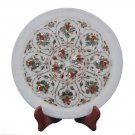 12"x 12" Marble Serving Plate Hakik Abalone Mosaic Inlay Kitchen Deco Gifts