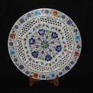 13" Lapis Lazuli Marble Plate Paua Shell Pietra Dura Grill Work Home Decor Gifts
