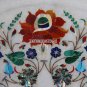 14" Marble Serving Dish Plate Multi Stone Mosaic Inlay Work Floral Mosaic Decor