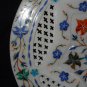 12" Marble Lapis Pietra Dura Marquetry Gifts Plate Home Decor Hand made Decor