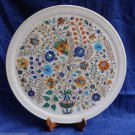 15" White Marble Plate Real Gems Mosaic Pietra Dura Handmade Home Decor Arts 15" White Marble Plate Real Gems Mosaic Pietra Dura Handmade Home Decor Arts