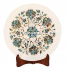 12'' White Marble Plate Marquetry Pauashell Stone Inlay Home Kitchen Arts Decor 12'' White Marble Plate Marquetry Pauashell Stone Inlay Home Kitchen Arts Decor