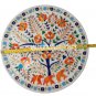 16'' White Marble Round Plate Inlay Hakik Floral Elephant Arts Marquetry Decor