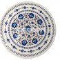 16'' White Marble Round Serving Dish Plate Lapis Floral Work Inlay Kitchen Decor
