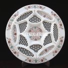 15" White Marble Dish Plate Lattice Work Marquetry Inlay Mosaic Home Gifts Decor
