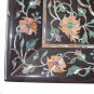 Belgium Black Marble Real Serving Tray Plate Coral Inlay Kitchen Gifts Art Decor
