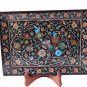 Belgium Black Marble Real Serving Tray Plate Coral Inlay Kitchen Gifts Art Decor