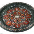 15" Green Marble Fruit Bowl Carnelian Mosaic Marquetry Home Decor Thanks Gifts