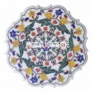 32" White Marble Serving Dish Plate Inlay Semi Precious Inlay Marquetry Gift Art 32" White Marble Serving Dish Plate Inlay Semi Precious Inlay Marquetry Gift Art