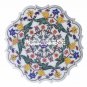 32" White Marble Serving Dish Plate Inlay Semi Precious Inlay Marquetry Gift Art