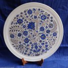 14" White Marble Plate Lapis Lazuli Inlay Pietra Dura Handmade Home Decor Gifts