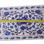 Indian White Makrana Serving Tray Plate Lapis Inlay Marquetry Elegant Decor
