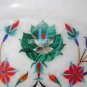 15" Marble Round Plate Multi Stone Floral Work Inlay Pietradure Home Decor Gift