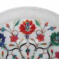 15" Marble Round Plate Multi Stone Floral Work Inlay Pietradure Home Decor Gift