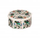 4"x4''x2'' Marble Octagon Jewelry Box Malachite Parrot Arts Inlay Valentine Gift
