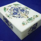 6"x4"x2" Marble Jewelry Box Multi Gems Semi Precious Parrot Deco Collectible Art