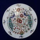 11" Marble Rare Plate Decorative Peacock Dancing PietraDura Valentine Table Gift 11" Marble Rare Plate Decorative Peacock Dancing PietraDura Valentine Table Gift