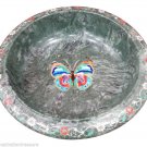 9" Green Marble Dry Fruit Bowl Turquoise Butterfly Inlay Pietradura Kitchen Deco