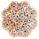 18" White Marble Plate Decorative Floral Work Inlay Mosaic Gifts Home Arts Decor 18" White Marble Plate Decorative Floral Work Inlay Mosaic Gifts Home Arts Decor