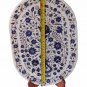 Indian White Makrana Serving Tray Plate Lapis Lazuli Marquetry Floral Art Decor