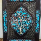 11"x15" Marble Black Tray Plate Rare Turquoise Gem Inlay Marquetry Table Gifts 11"x15" Marble Black Tray Plate Rare Turquoise Gem Inlay Marquetry Table Gifts