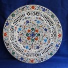 15" Decorative White Marble Plate Filigree Handmade New Year Table Decor Gifts