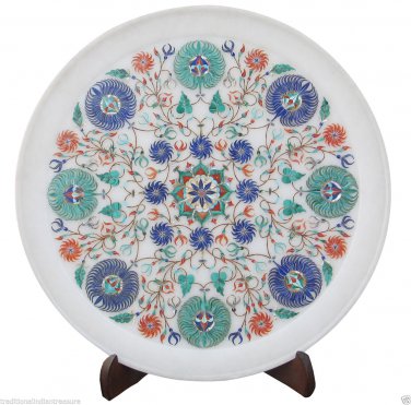 13" Marble Dish Plate Micro Mosaic Art Inlay Marquetry Arts Table Decor Gifts