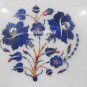 12" Marble White Plate Rare Lapis Floral Mosaic Art Inlay Home Table Decor Gifts