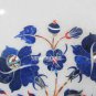 12" Marble White Plate Rare Lapis Floral Mosaic Art Inlay Home Table Decor Gifts