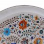 Indian White Makrana Serving Tray Plate Lapis Lazuli Pietradure Inlay Arts Decor