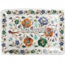 6"x9" White Marble Serving Tray Plate Marquetry Floral Work Inlay Kitchen Decor 6"x9" White Marble Serving Tray Plate Marquetry Floral Work Inlay Kitchen Decor