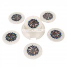 White Marble Coffee Tea Coaster Set Semi Precious Gemstone Art Mosaic Home Decor White Marble Coffee Tea Coaster Set Semi Precious Gemstone Art Mosaic Home Decor
