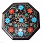Belgium Black Marble Real Jewelry Box Malachite Marquetry Inlay Floral Art Decor