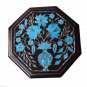Belgium Black Marble Real Jewelry Box Turquoise Gems Marquetry Collectible Gifts