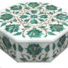 6"x6"x2" Decorative Marble Jewelry Box Malachite Inlay Floral Art Handmade Gift