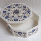 6"x6"x2" Marble Jewelry Box Handmade Lapis Lazuli Mosaic Art Inlaid Decor Gifts