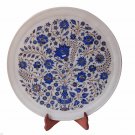 Indian White Makrana Serving Tray Plate Lapis Lazuli Inlay Mosaic Home Deco Gift Indian White Makrana Serving Tray Plate Lapis Lazuli Inlay Mosaic Home Deco Gift
